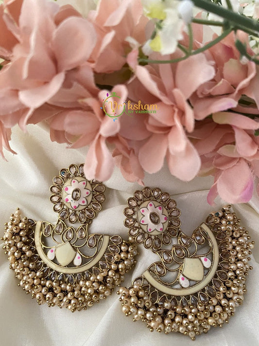 Meenakari Designer Danglers-Light Yellow-G2495