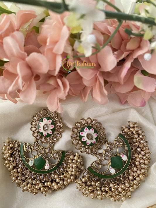 Meenakari Designer Danglers-Dark green-G2491