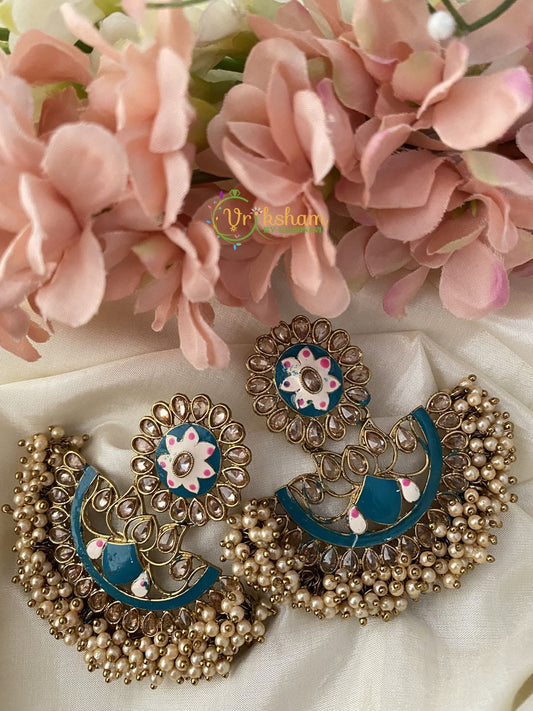 Meenakari Designer Danglers-Teal Blue-G2487