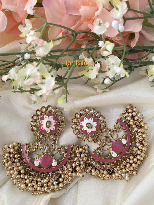 Meenakari Designer Danglers- Pink -G2486