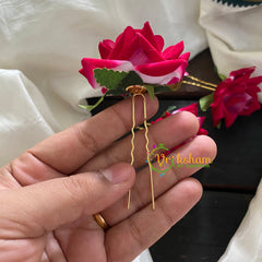 White and Red Rose Bobby Pin- Bridal Hair Accessory-H102