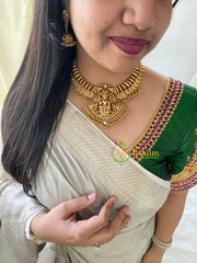 Lakshmi Coin Pendant Short Neckpiece-Ghungroo -White -G5927