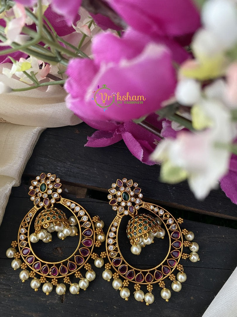 Stone Studded Danglers with Jhumkas-G2500