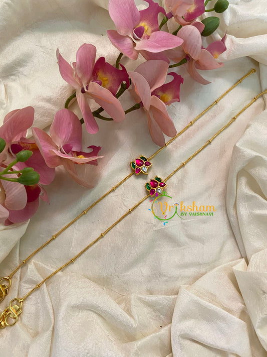 Precious Jadau Kundan Anklets -Pink Lotus -J1009