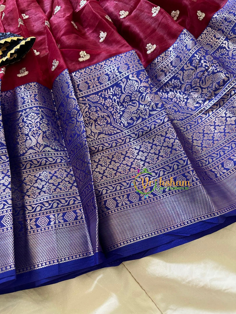 Maroon Blue Indian Traditional Girls Lehenga Set -VS904