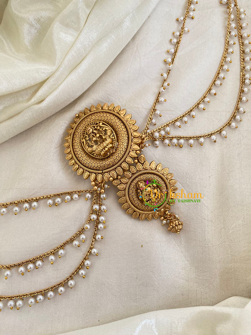Gold Look Alike Lakshmi Jada Bun Billai with Maatil -Bridal Jada Billai -Pearl Maatil -G0117