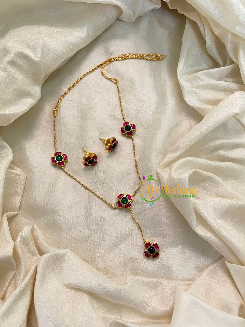 Jadau Kundan Fancy Pendant Chain -Floral-J1002