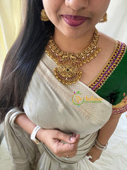 Premium Gold Look Alike Peacock Neckpiece -Ghungroo-G5937