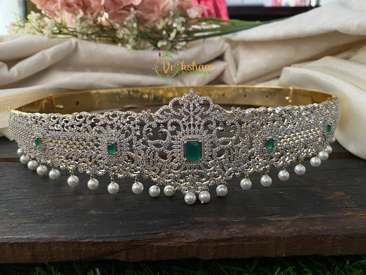 Exquisite Bridal American Diamond Hipbelt -Green-G2438