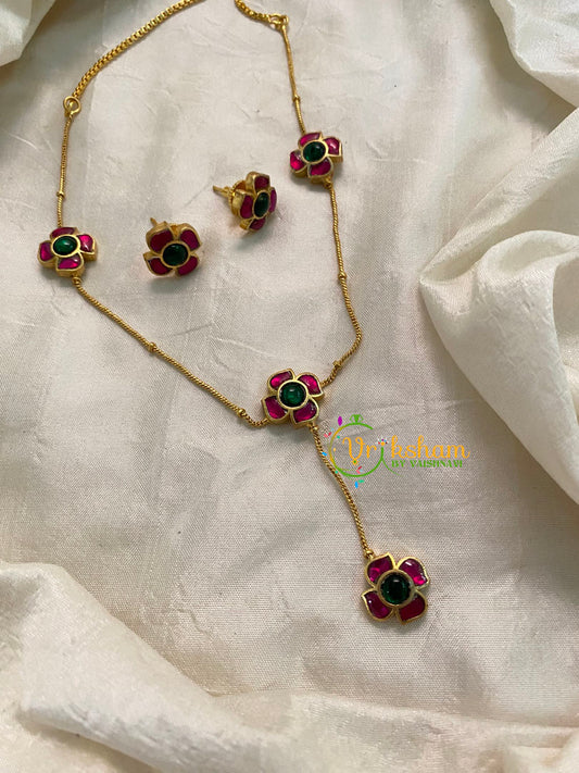 Jadau Kundan Fancy Pendant Chain -Floral-J1002