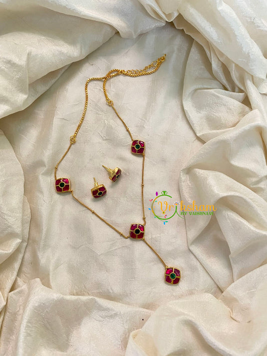 Jadau Kundan Fancy Pendant Chain -Dice-J1007