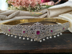 Exquisite Bridal American Diamond Hipbelt -Pink-G2437