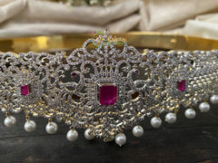 Exquisite Bridal American Diamond Hipbelt -Pink-G2437