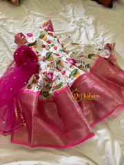 White with Pink Pichwai Lehenga Set -VS910