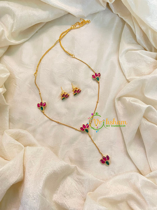 Jadau Kundan Fancy Pendant Chain -Lotus-J1005