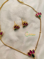 Jadau Kundan Fancy Pendant Chain -Lotus-J1005