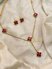 Jadau Kundan Fancy Pendant Chain -Pink-J1003