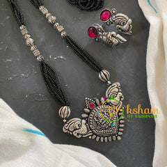 Lakshmi Pendant Black Beaded Chain -S0051
