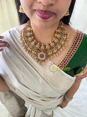 Premium Lakshmi Temple Short Neckpiece-Gold Bead-G5931