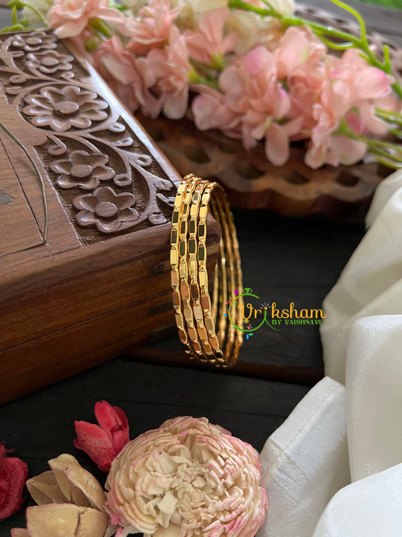 Gold Look Alike Daily Wear Bangles-Rectangle Thin-G2910