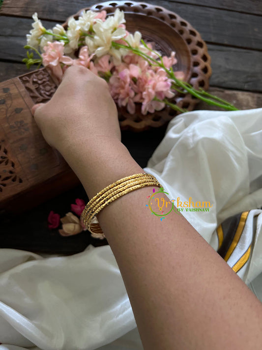 Gold Look Alike Daily Wear Bangles-Cross and Dots-G3542