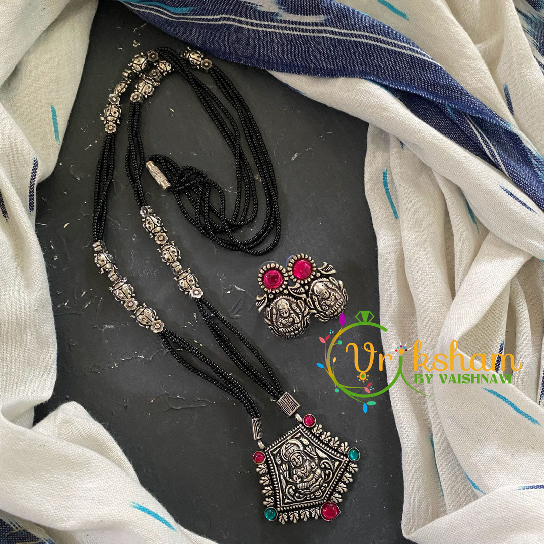 Lakshmi Pendant Black Bead Chain -Ghungroo-S0050