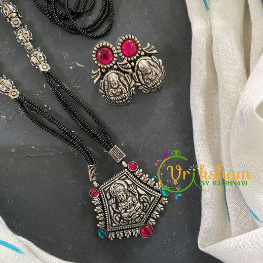 Lakshmi Pendant Black Bead Chain -Ghungroo-S0050