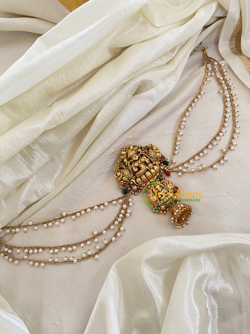 Red Green Bead Jada Bun Billai with Maatil -Bridal Jada Billai -Pearl Maatil -G0112