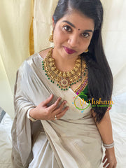 Premium Lakshmi Temple Short Neckpiece-Green Bead-G5930