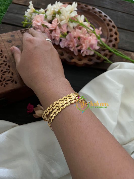 Gold Look Alike Daily Wear Bangles-Waves and Dots-G3518