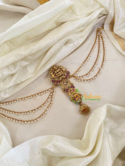 Red Green Stone Lakshmi Jada Bun Billai with Maatil -Bridal Jada Billai -Pearl Maatil -G0110