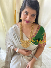 Traditional Lakshmi Pendant Coin Style Haram-White-G5938