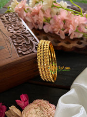 Gold Look Alike Daily Wear Bangles-Dotted -G2915