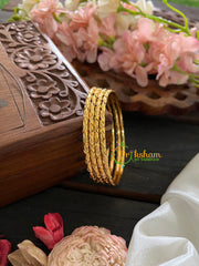 Gold Look Alike Daily Wear Bangles-Striped Dice-G3511