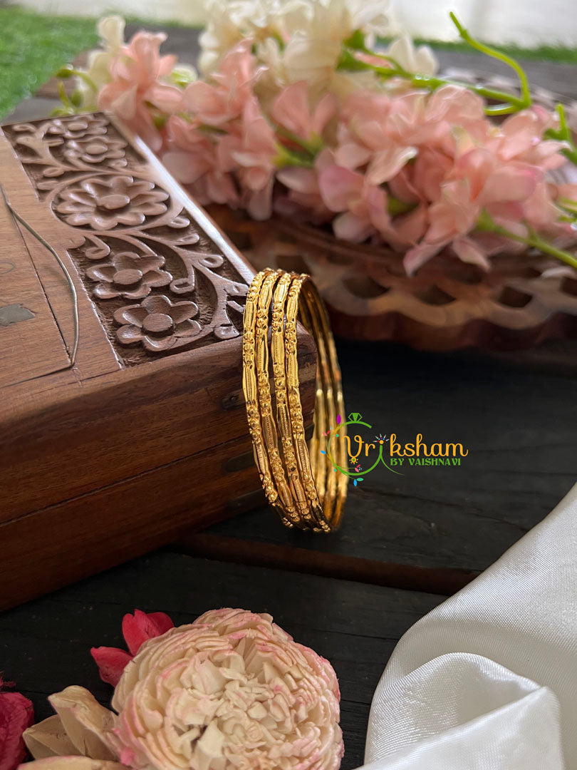 Gold Look Alike Daily Wear Bangles-Floral Dots-G3514