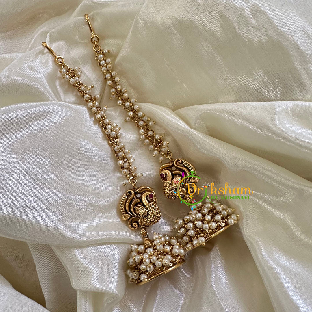 Traditional Jhumkas with Maatil-Peacock-Pearl-G10429