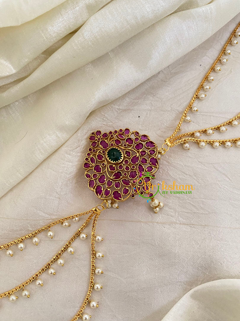AD Stone Jada Bun Billai with Maatil -Bridal Jada Billai -Pearl Maatil -G0119