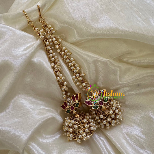 Traditional Jhumkas with Maatil-Lotus-Pearl-G10428