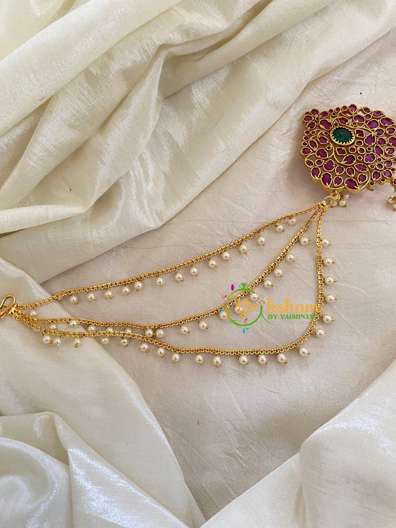 AD Stone Jada Bun Billai with Maatil -Bridal Jada Billai -Pearl Maatil -G0119