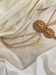 Red Stone Ganesh Jada Bun Billai with Maatil -Bridal Jada Billai -Pearl Maatil -G0104
