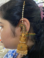 Yaazh Jumbo Lakshmi Temple Jhumkas-Green-G3119