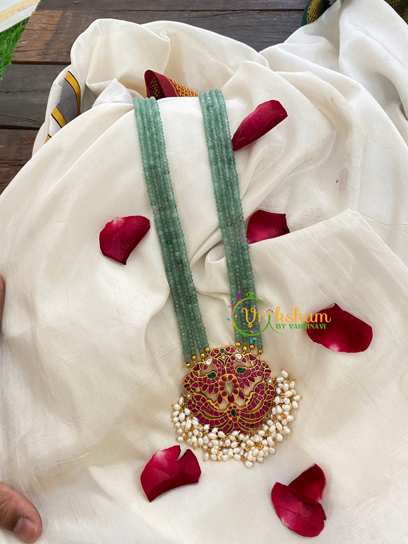 Exquisite Jadau Kundan Pendant Green Mala-J430