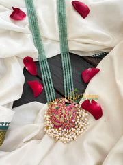 Exquisite Jadau Kundan Pendant Green Mala-J430