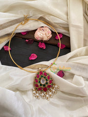 Precious Kundan Jadau Hasli Choker- Lotus Pendant- J241