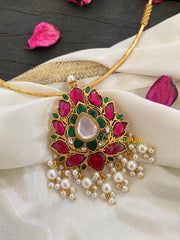 Precious Kundan Jadau Hasli Choker- Lotus Pendant- J241