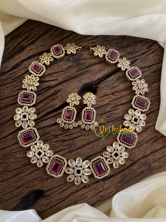 Red Victorian Diamond Short Neckpiece -VV997