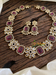 Red Victorian Diamond Short Neckpiece -VV997