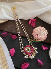 Precious Kundan Jadau Pendant Pearl Mala-Round Floral-J230
