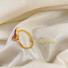 Precious Jadau Kundan Finger Ring-Lotus-J1101