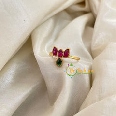 Precious Jadau Kundan Finger Ring-Lotus-J1101